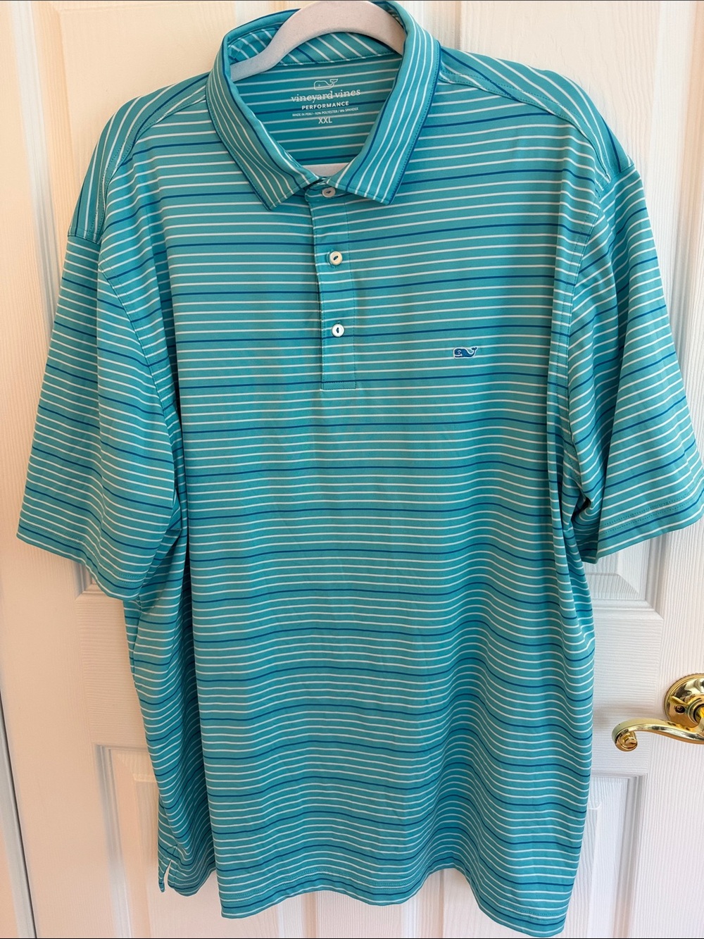 Vineyard Vines Men's Teal Stripe Performance Polo